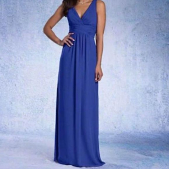 Alfred Angelo Cross Back Dress - Mediterranean Blue - Picture 1 of 5
